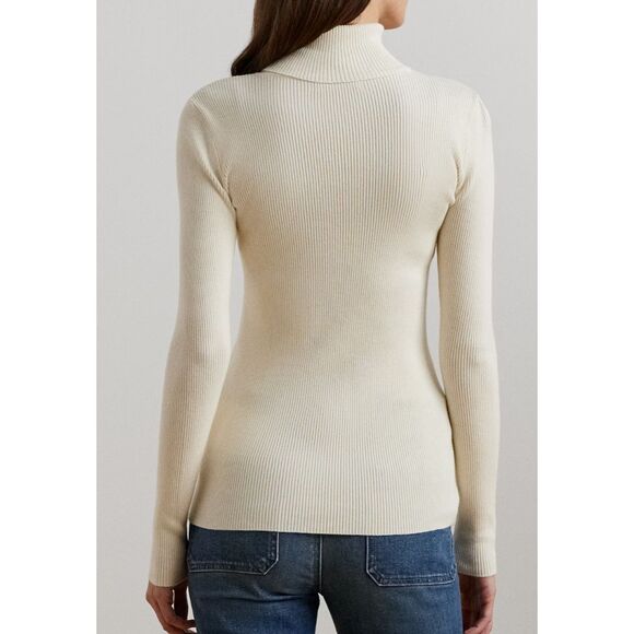 Lauren Ralph Lauren Women Sz 2XL Winter Cream L/S Ribbed Turtleneck Sweater - Picture 10 of 11